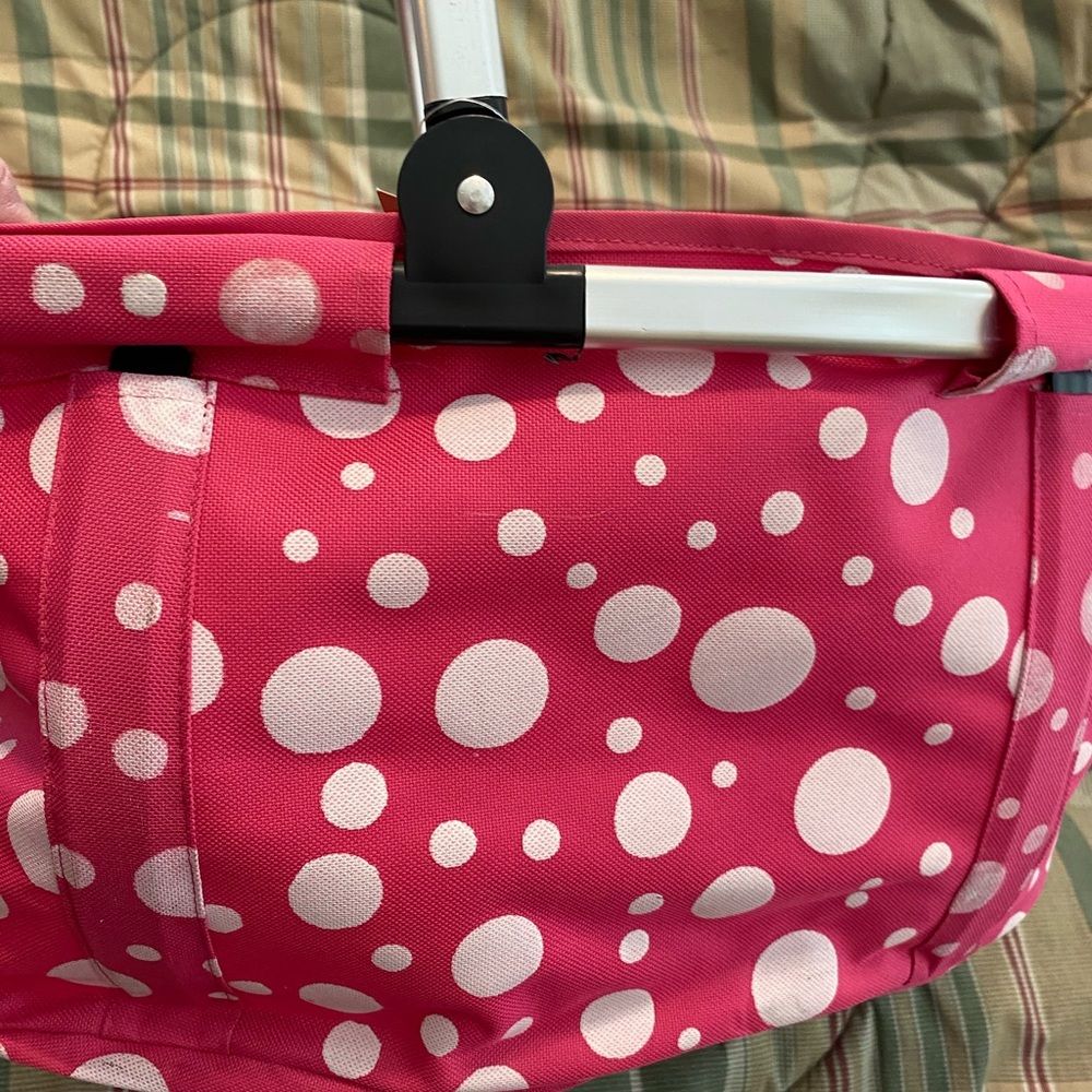 Hot pink and white basket/tote